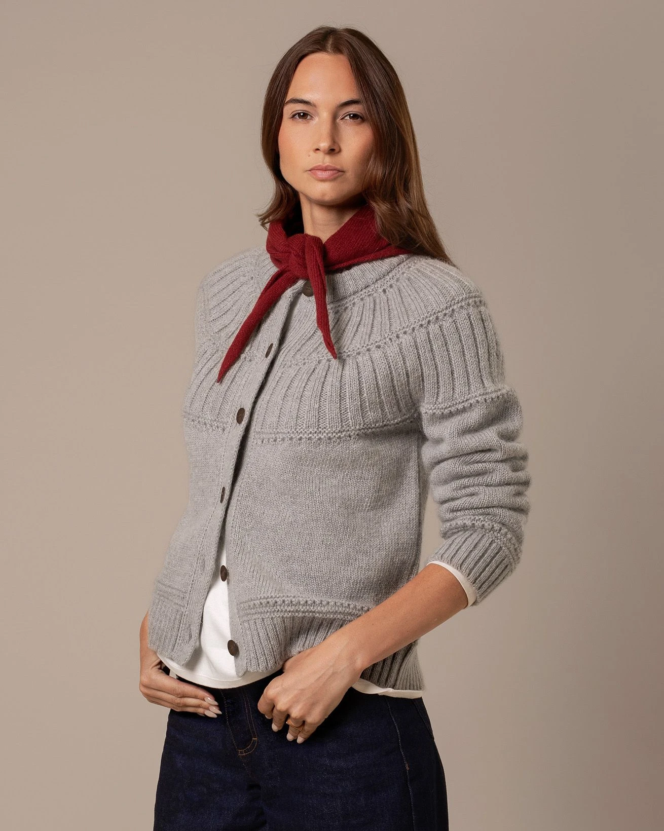 Lofty Textured Yoke Cardigan 7 Lofty Textured Yoke Cardigan - Image 5