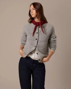 Lofty Textured Yoke Cardigan 14 Lofty Textured Yoke Cardigan -Celtic & Co 204767