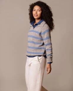 Donegal Striped Polo Sweater -Celtic & Co 204959