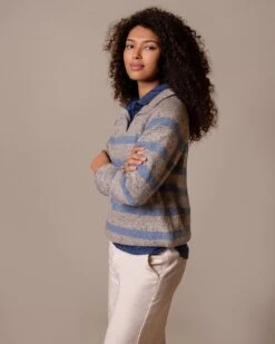 Donegal Striped Polo Sweater -Celtic & Co 204961