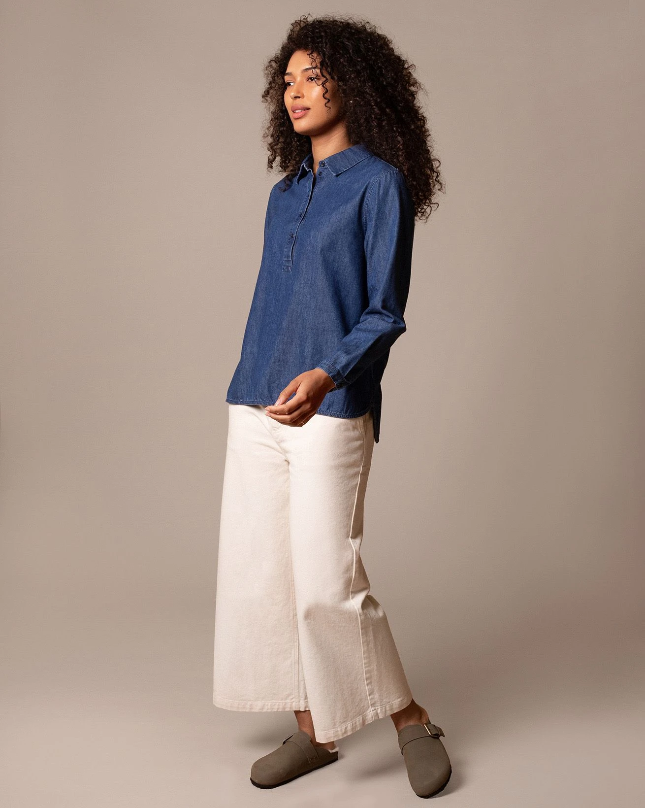 Easy Denim Half Placket Shirt 8 Easy Denim Half Placket Shirt - Image 6