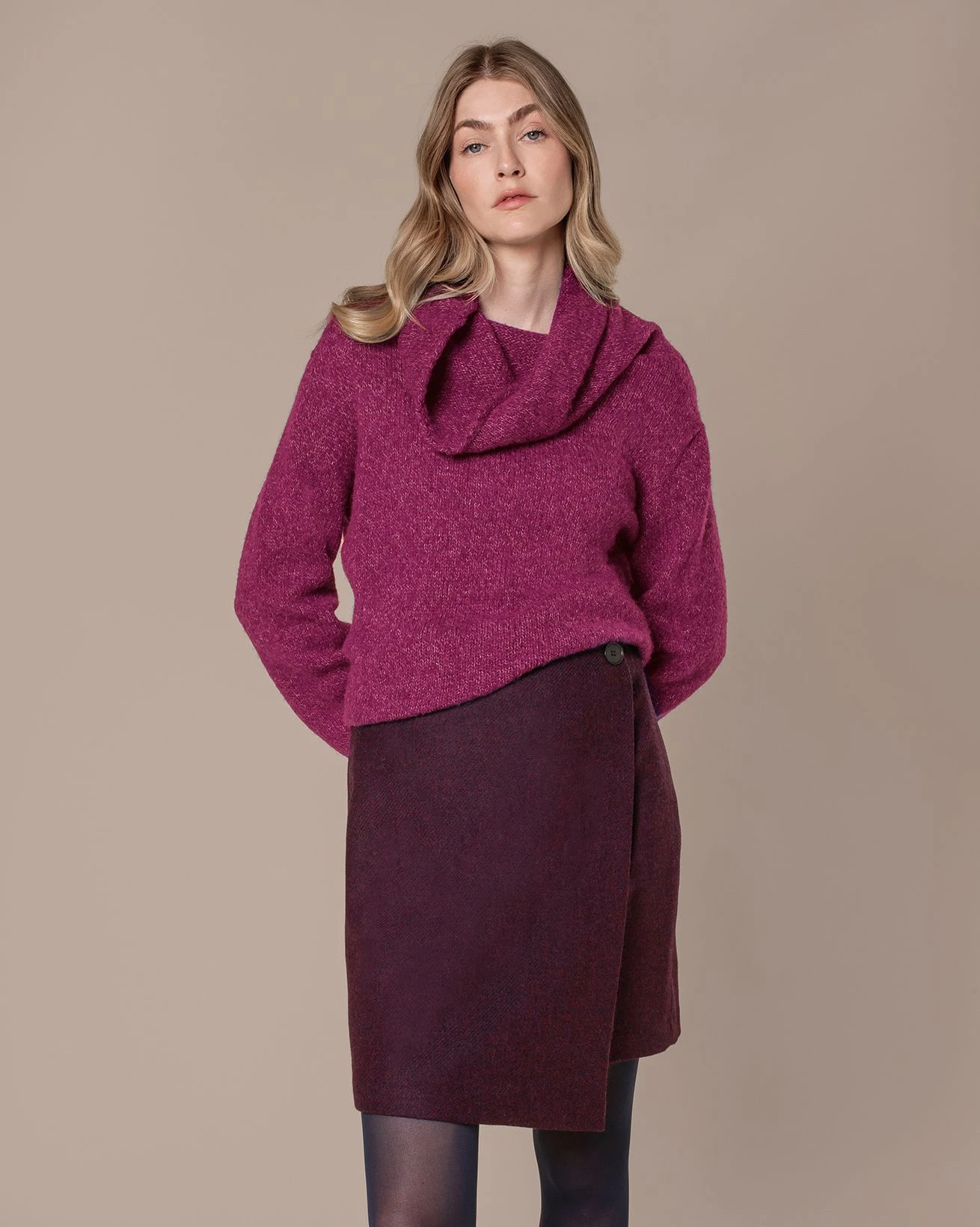 Alpaca / Silk Blend Cowl Neck Sweater 3 Alpaca / Silk Blend Cowl Neck Sweater