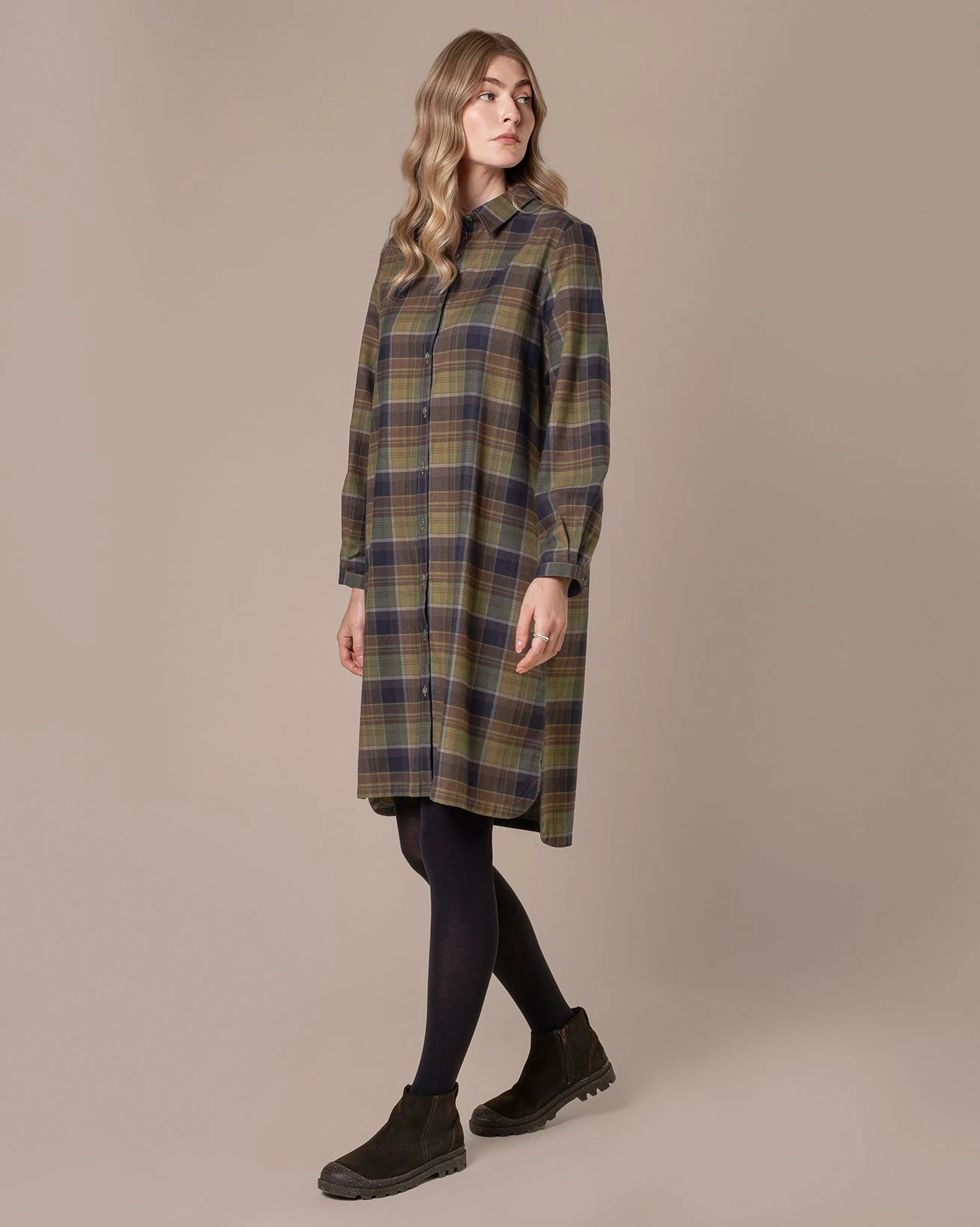 Checked Collared Shirt Dress 4 Checked Collared Shirt Dress - Image 2