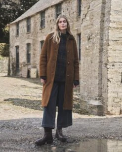 Shearling Collared Long Coat -Celtic & Co 206333